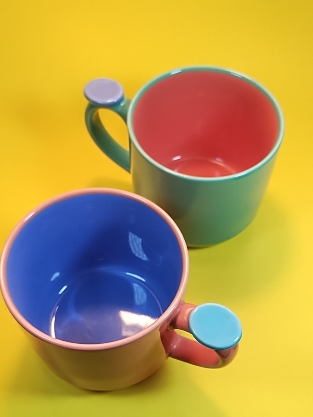80's Colorways Ceramic Mug Thumbprint Mugs Set of 2 MOD Memphis 3.25"